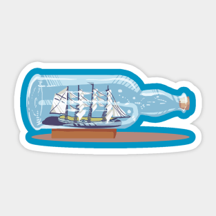 Bottle in a boat Sticker